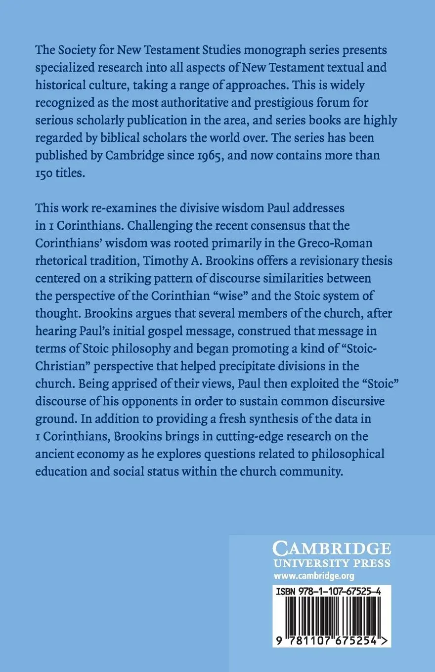 Rückseite: 9781107675254 | Corinthian Wisdom, Stoic Philosophy, and the Ancient Economy | Buch