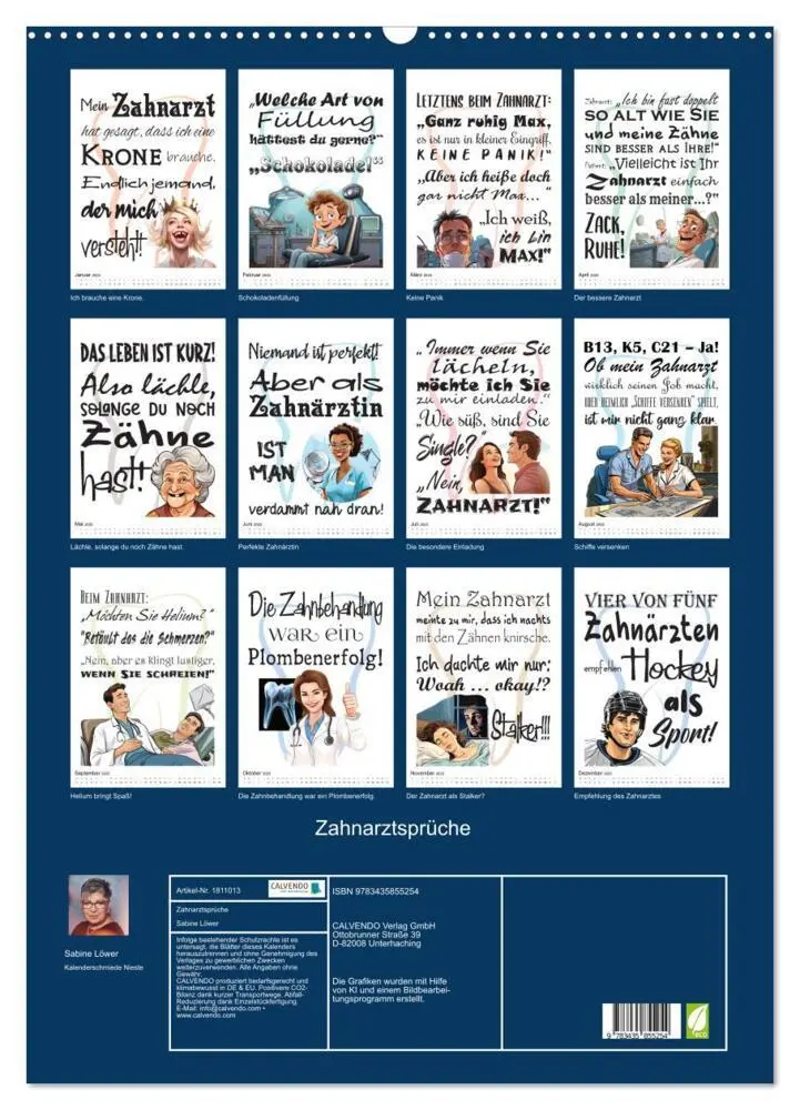 Bild: 9783435855254 | Zahnarztsprüche (Wandkalender 2025 DIN A2 hoch), CALVENDO...