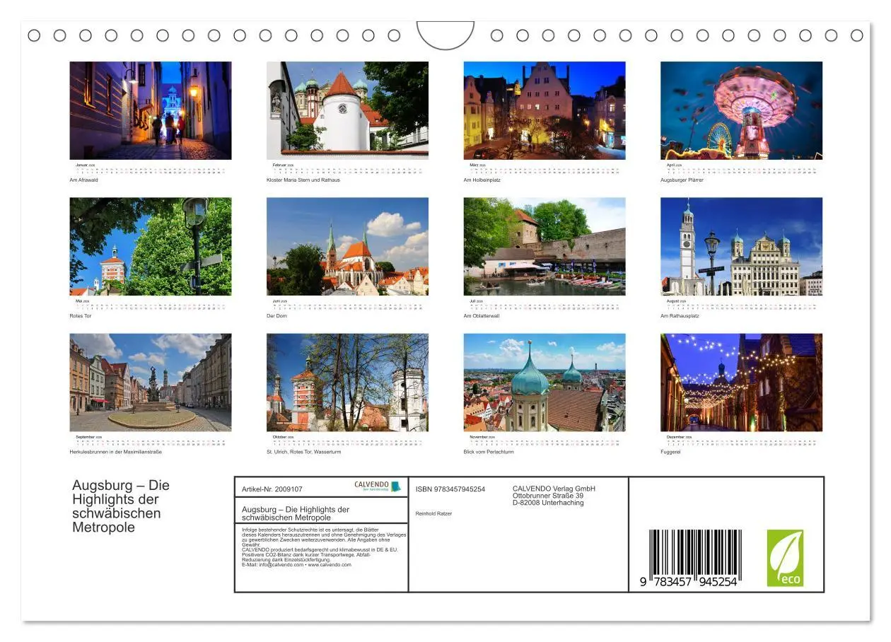 Bild: 9783457945254 | Augsburg - Die Highlights der schwäbischen Metropole (Wandkalender...