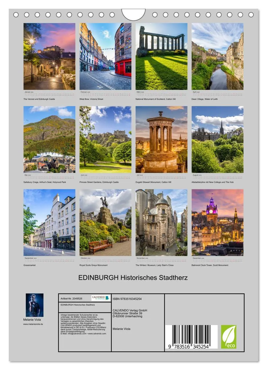 Bild: 9783516345254 | EDINBURGH Historisches Stadtherz (Wandkalender 2026 DIN A4 hoch),...