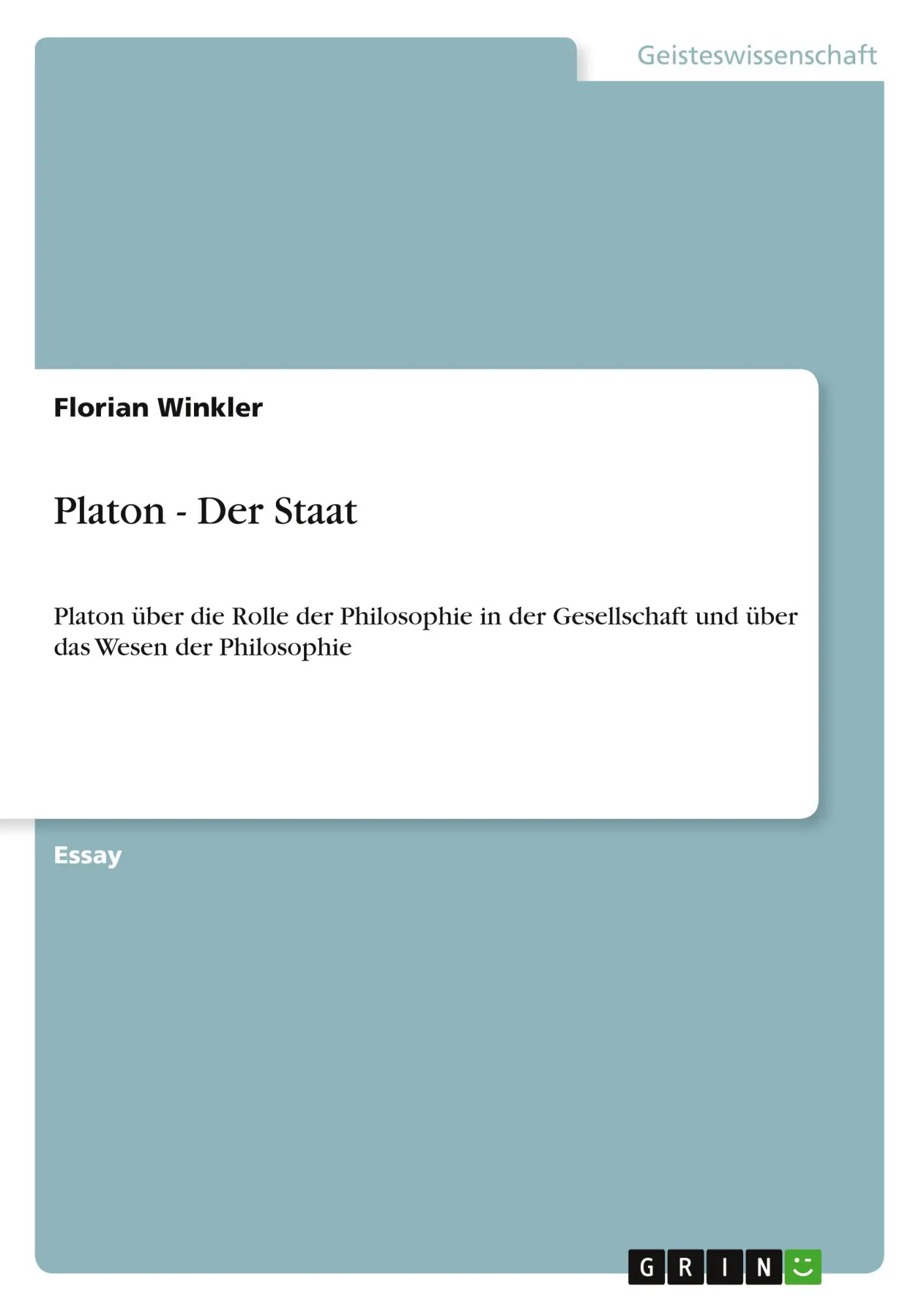 Cover: 9783640775354 | Platon - Der Staat | Florian Winkler | Taschenbuch | 12 S. | Deutsch