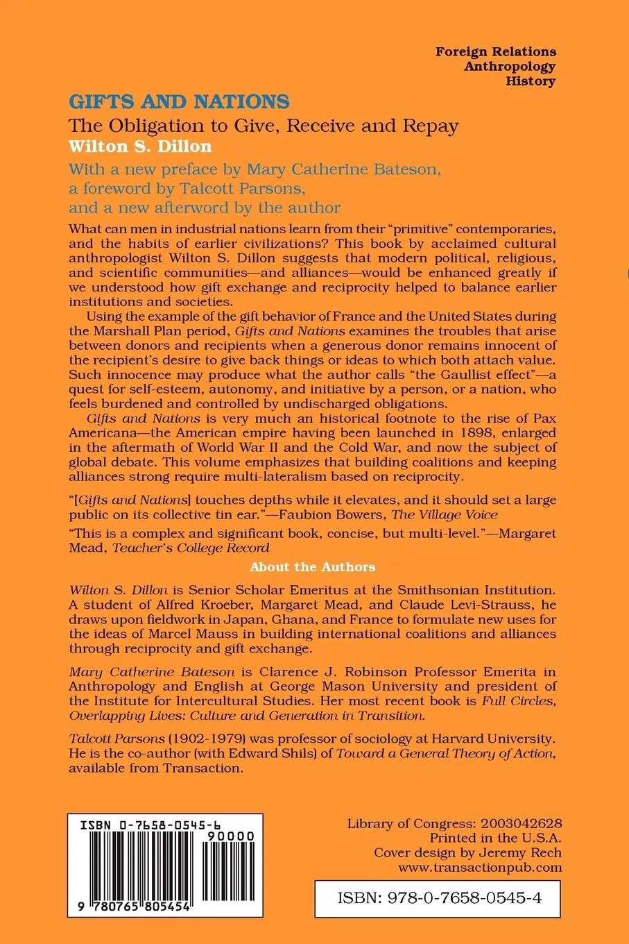Rückseite: 9780765805454 | Gifts and Nations | The Obligation to Give, Receive and Repay | Dillon