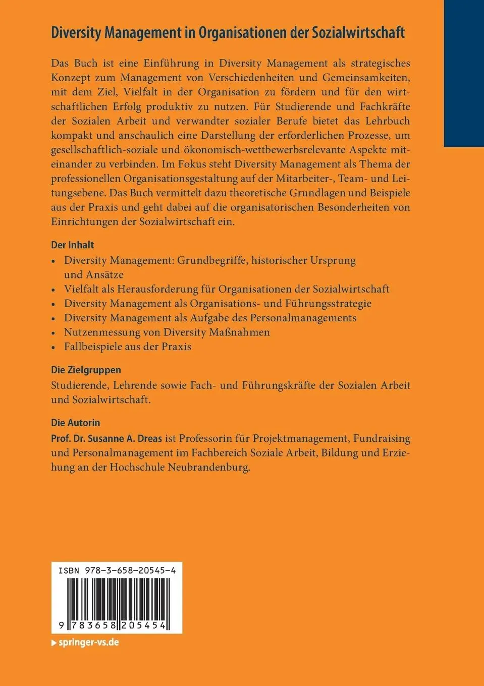 Rückseite: 9783658205454 | Diversity Management in Organisationen der Sozialwirtschaft | Dreas