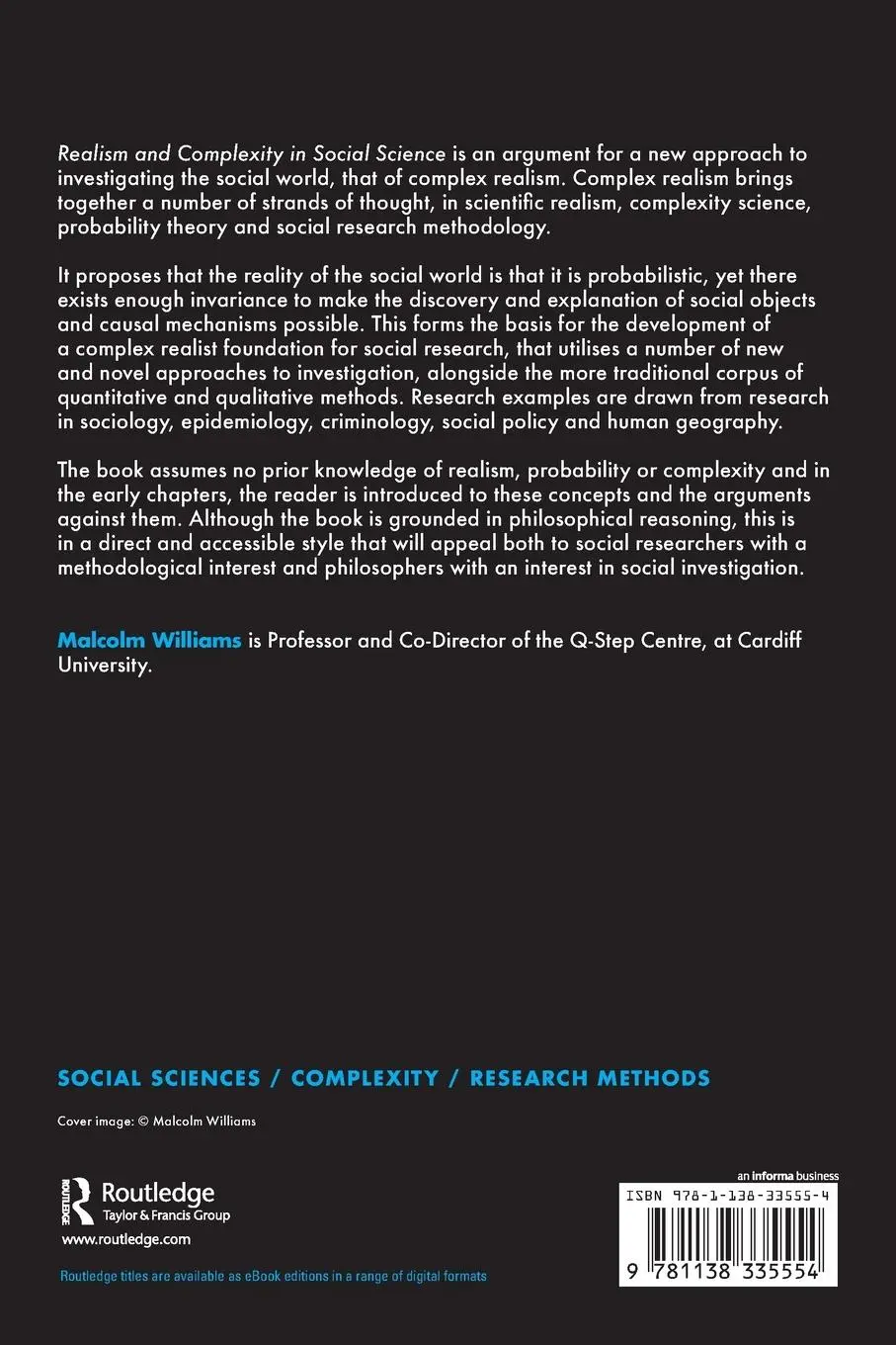 Rückseite: 9781138335554 | Realism and Complexity in Social Science | Malcolm Williams | Buch