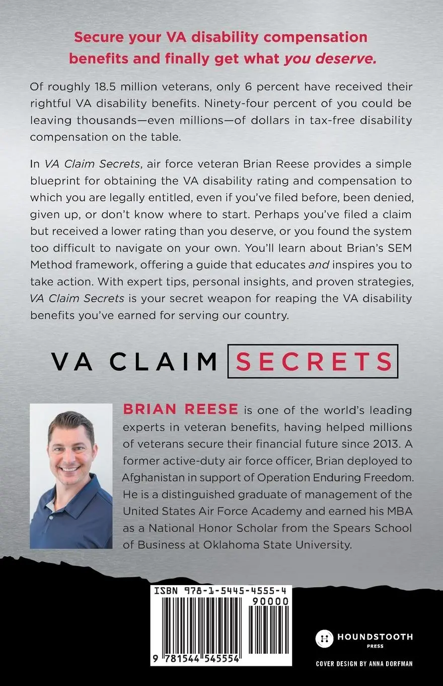 Rückseite: 9781544545554 | VA Claim Secrets | Brian Reese | Taschenbuch | Englisch | 2024