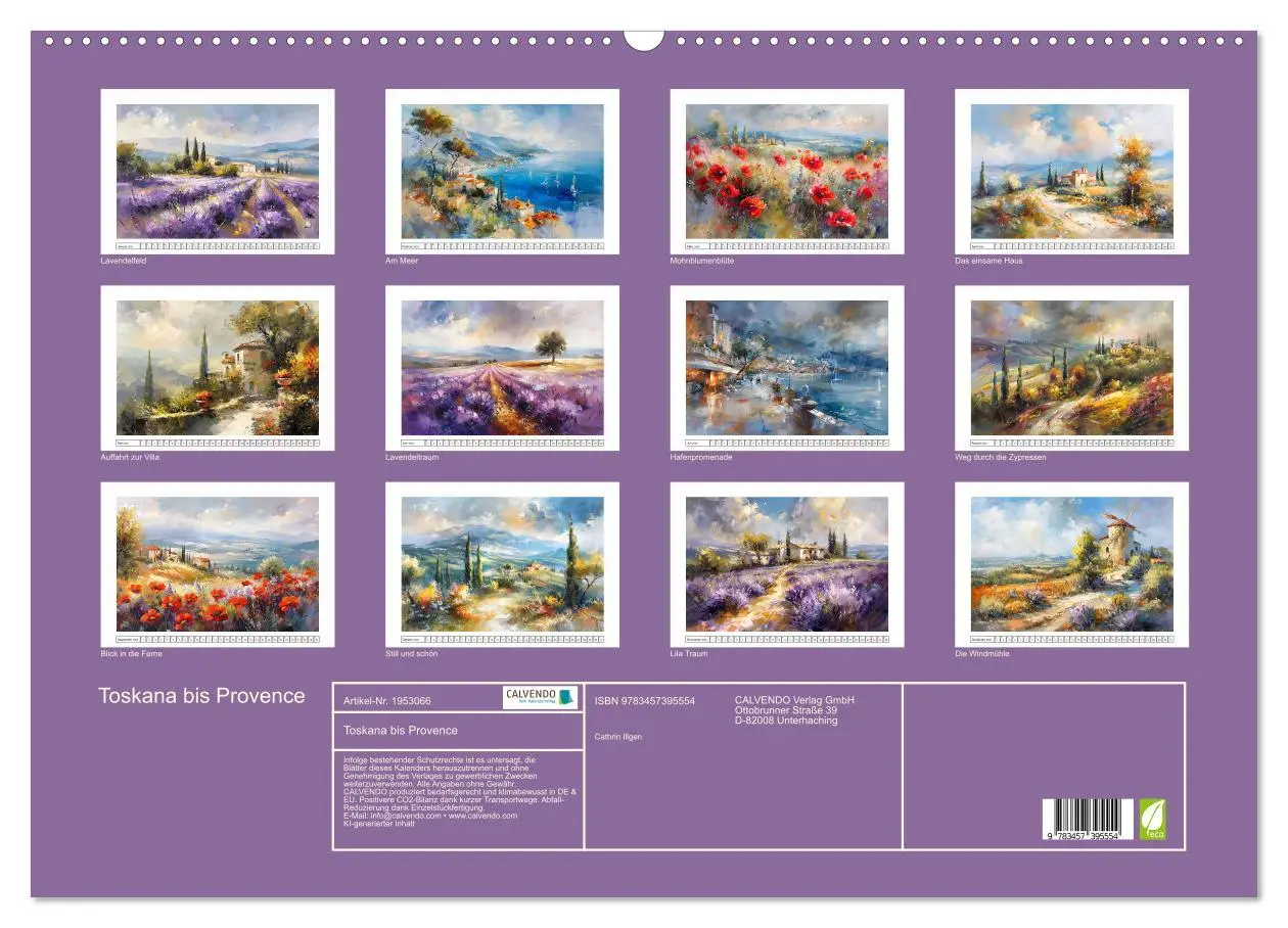 Bild: 9783457395554 | Toskana bis Provence (Wandkalender 2026 DIN A2 quer), CALVENDO...