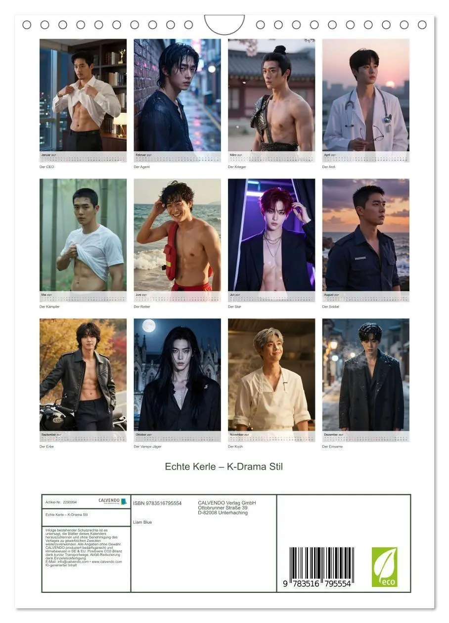Bild: 9783516795554 | Echte Kerle - K-Drama Stil (Wandkalender 2027 DIN A4 hoch),...