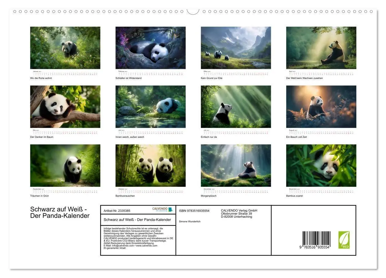 Bild: 9783516935554 | Schwarz auf Weiß - Der Panda-Kalender (hochwertiger Premium...