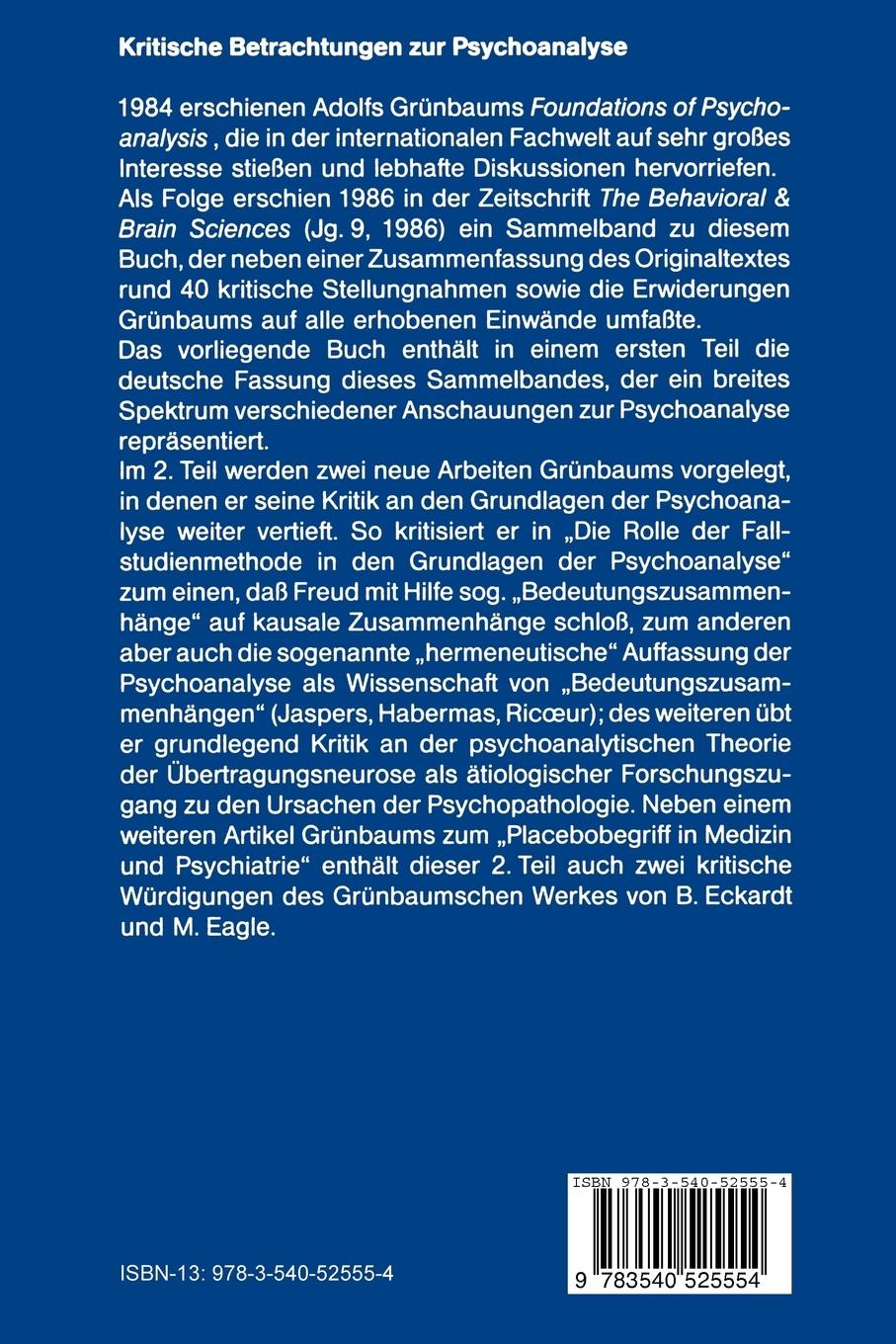 Rückseite: 9783540525554 | Kritische Betrachtungen zur Psychoanalyse | Adolf Grünbaum | Buch | xi