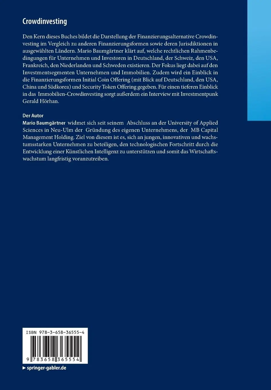 Rückseite: 9783658365554 | Crowdinvesting | Grundlagen ¿ Anwendungsgebiete ¿ Regulatorik | Buch