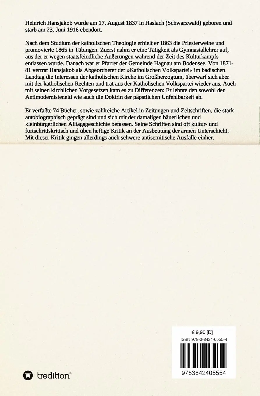 Rückseite: 9783842405554 | Der Fürst vom Teufelstein | Heinrich Hansjakob | Taschenbuch | 108 S.