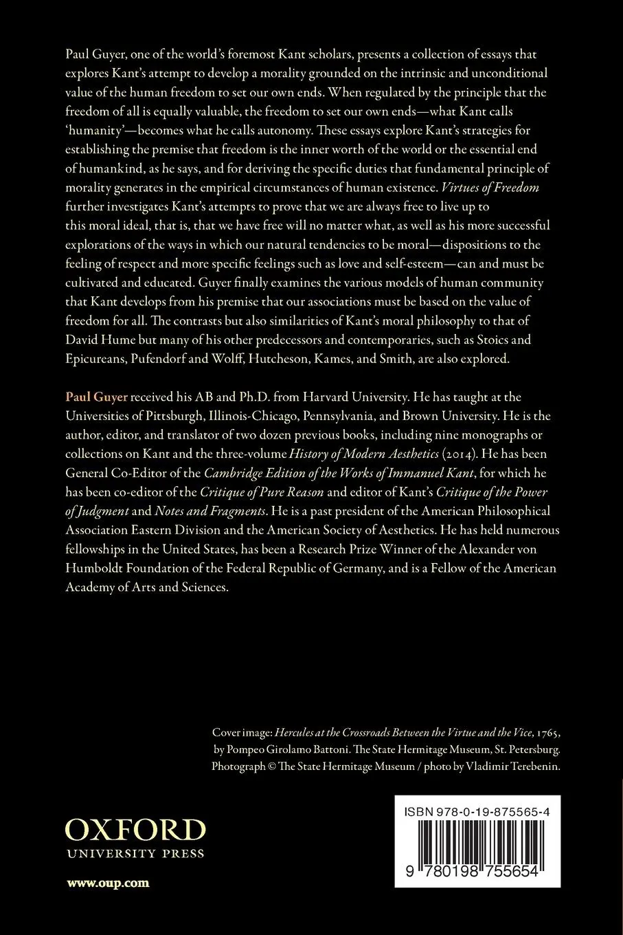 Rückseite: 9780198755654 | The Virtues of Freedom | Selected Essays on Kant | Paul Guyer | Buch
