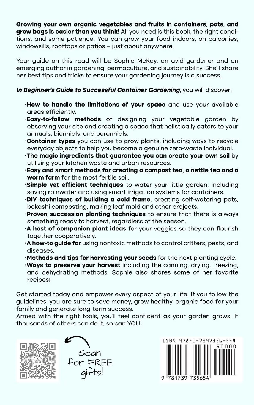 Rückseite: 9781739735654 | Beginner's Guide to Successful Container Gardening | Sophie Mckay