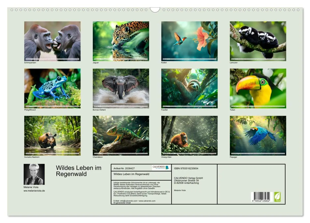 Bild: 9783516235654 | Wildes Leben im Regenwald (Wandkalender 2026 DIN A2 quer), CALVENDO...