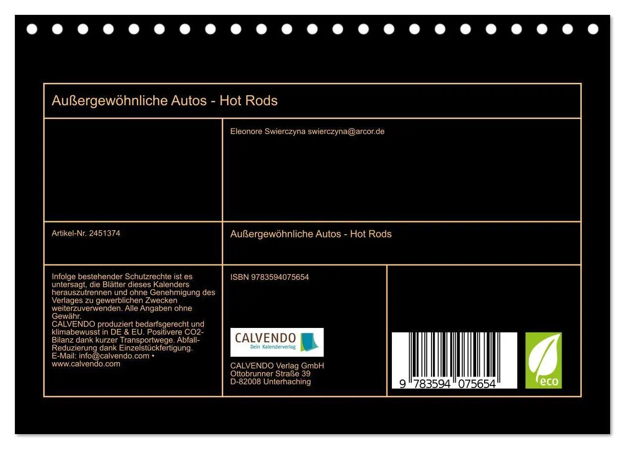 Bild: 9783594075654 | Außergewöhnliche Autos - Hot Rods (Tischkalender 2027 DIN A5 quer),...