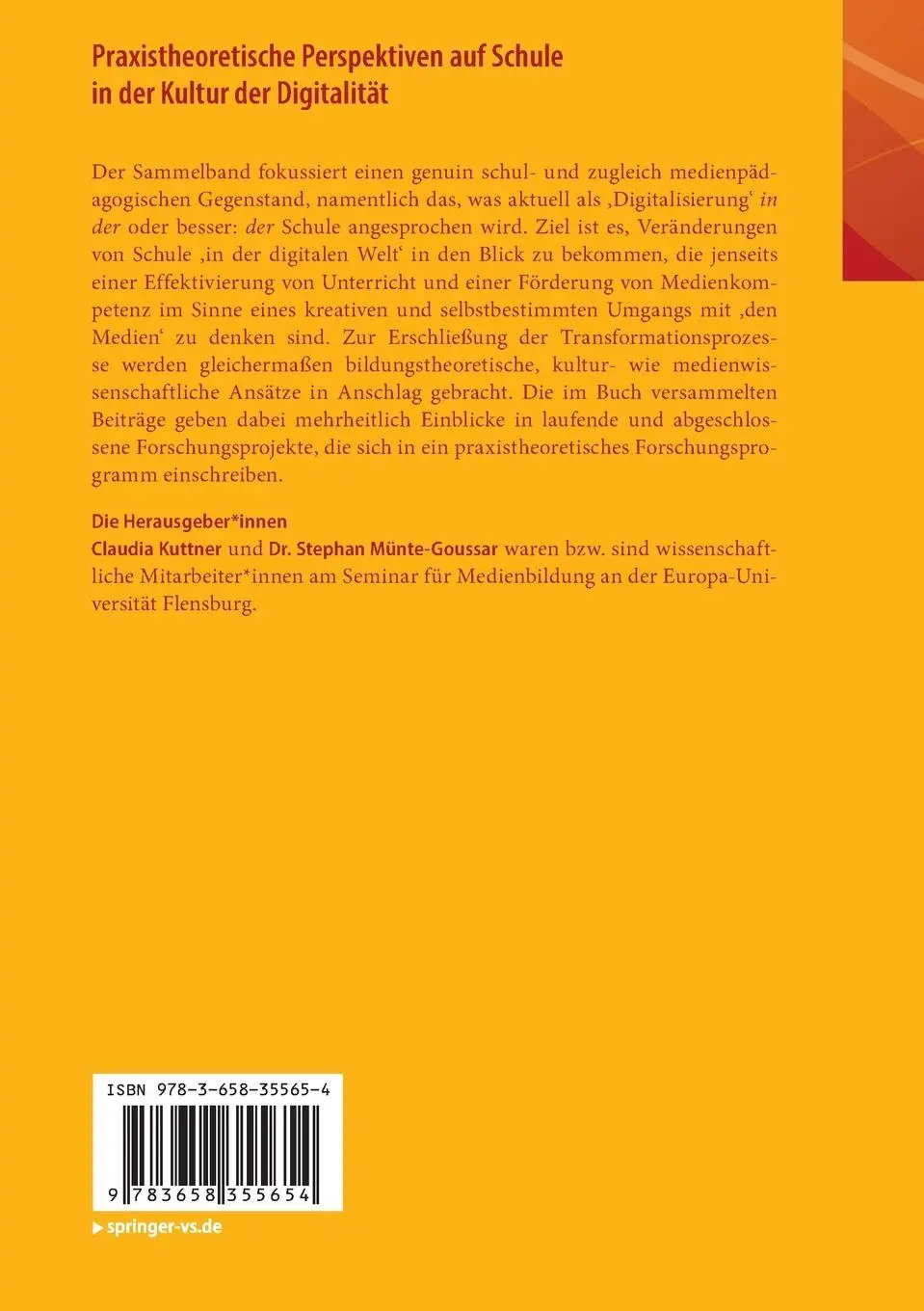 Rückseite: 9783658355654 | Praxistheoretische Perspektiven auf Schule in der Kultur der...