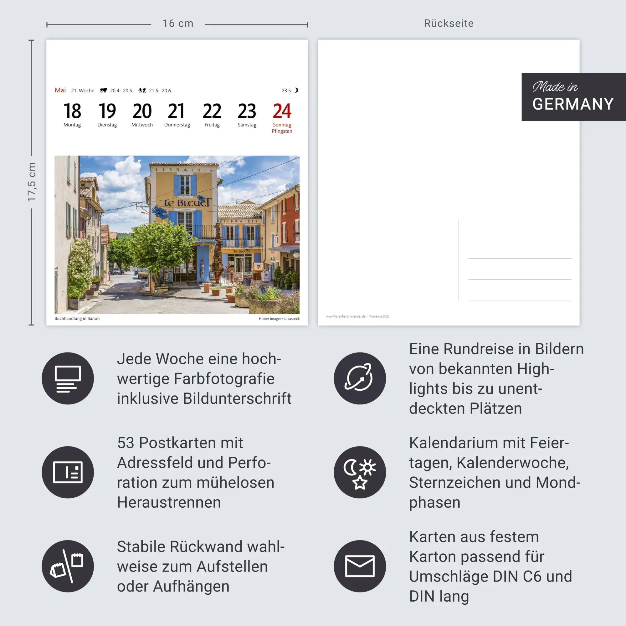 Bild: 9783840035654 | Provence Sehnsuchtskalender 2026 - Wochenkalender mit 53 Postkarten
