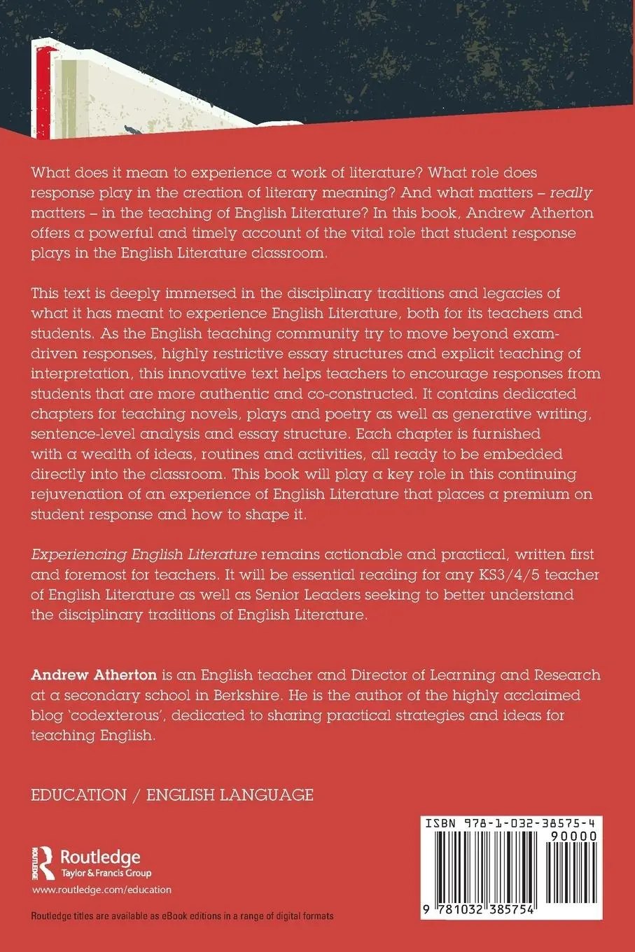 Rückseite: 9781032385754 | Experiencing English Literature | Andrew Atherton | Taschenbuch | 2023