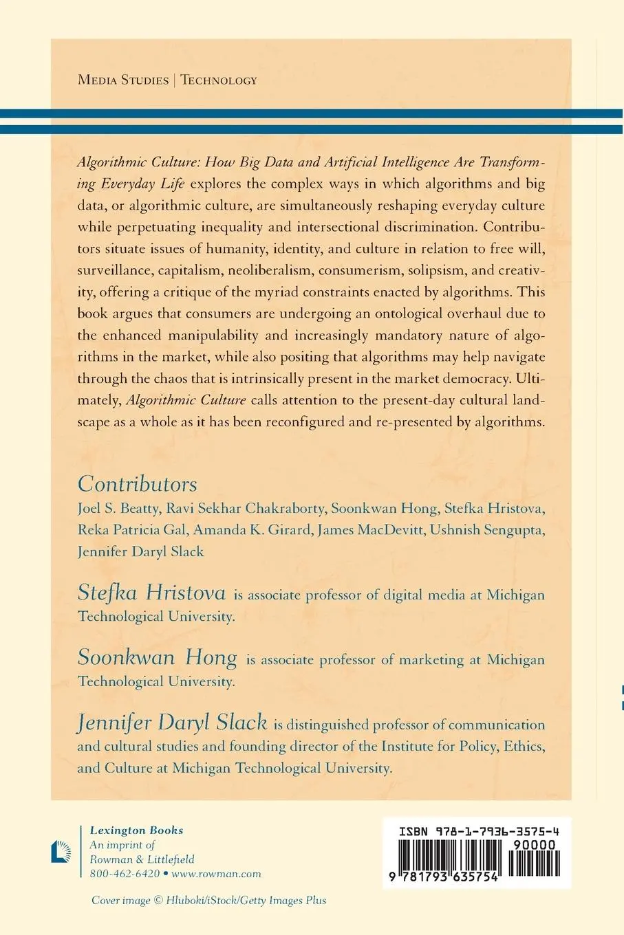 Rückseite: 9781793635754 | Algorithmic Culture | Stefka Hristova (u. a.) | Taschenbuch | Englisch