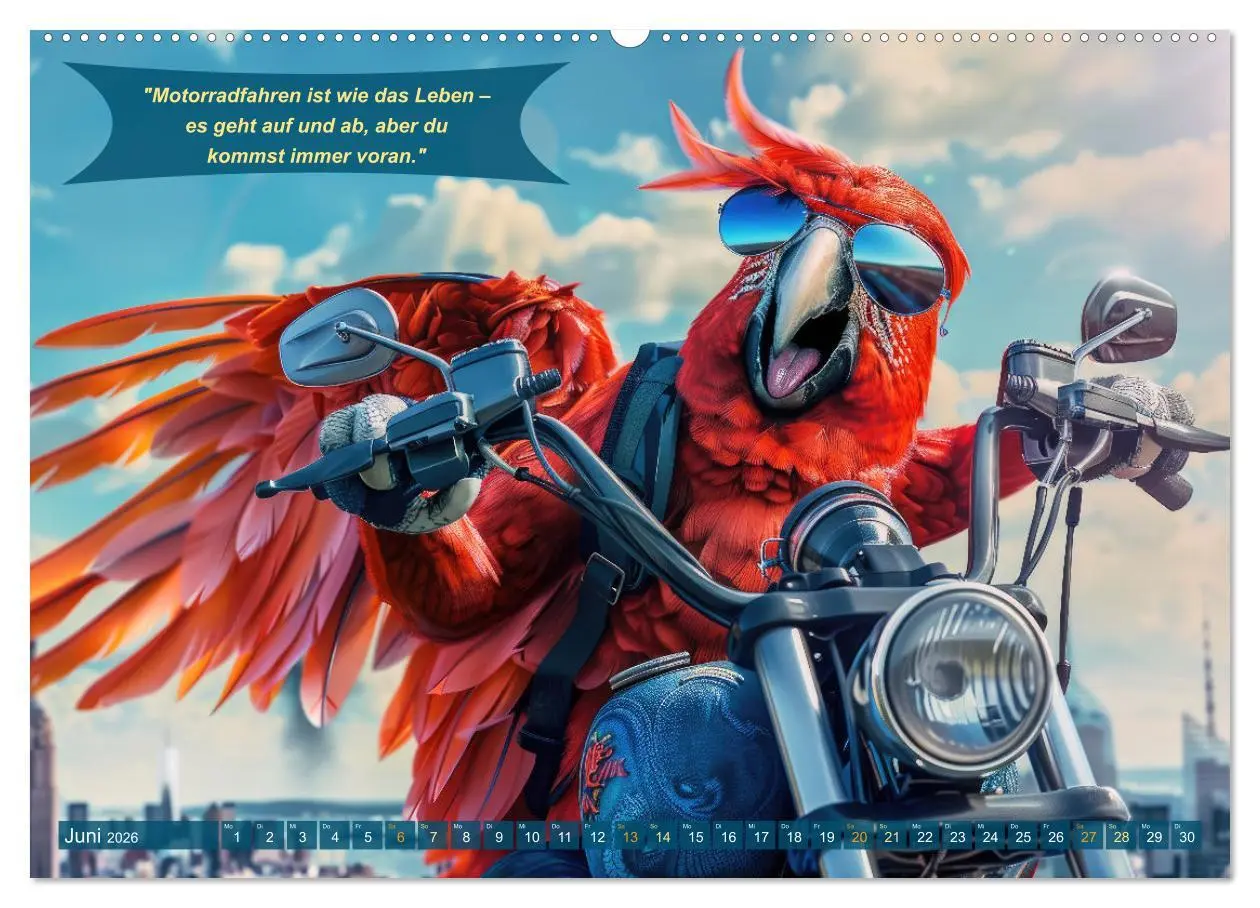 Bild: 9783457375754 | Tierisch lustige Motorradfahrer (Wandkalender 2026 DIN A2 quer),...