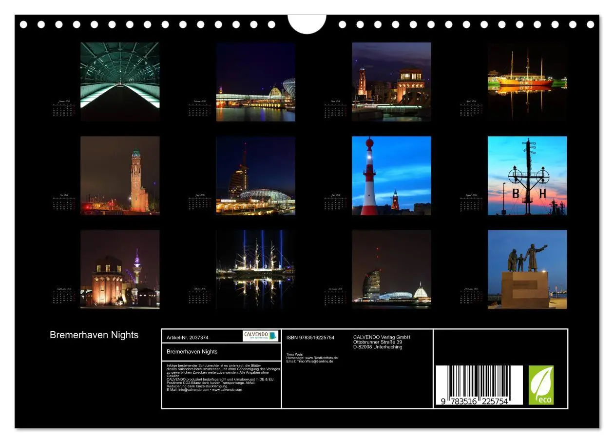 Bild: 9783516225754 | Bremerhaven Nights (Wandkalender 2026 DIN A4 quer), CALVENDO...