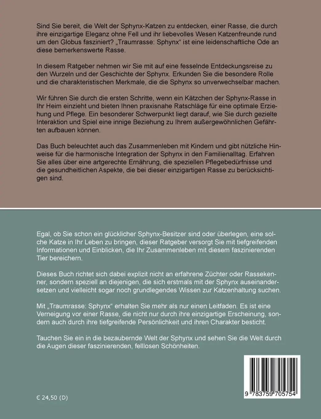 Rückseite: 9783759705754 | Traumrasse Sphynx | Marie Grineisen | Taschenbuch | Paperback | 170 S.