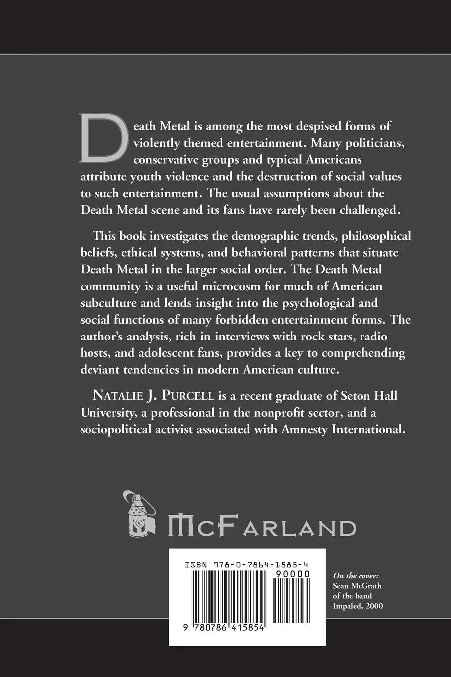 Rückseite: 9780786415854 | Death Metal Music | The Passion and Politics of a Subculture | Purcell