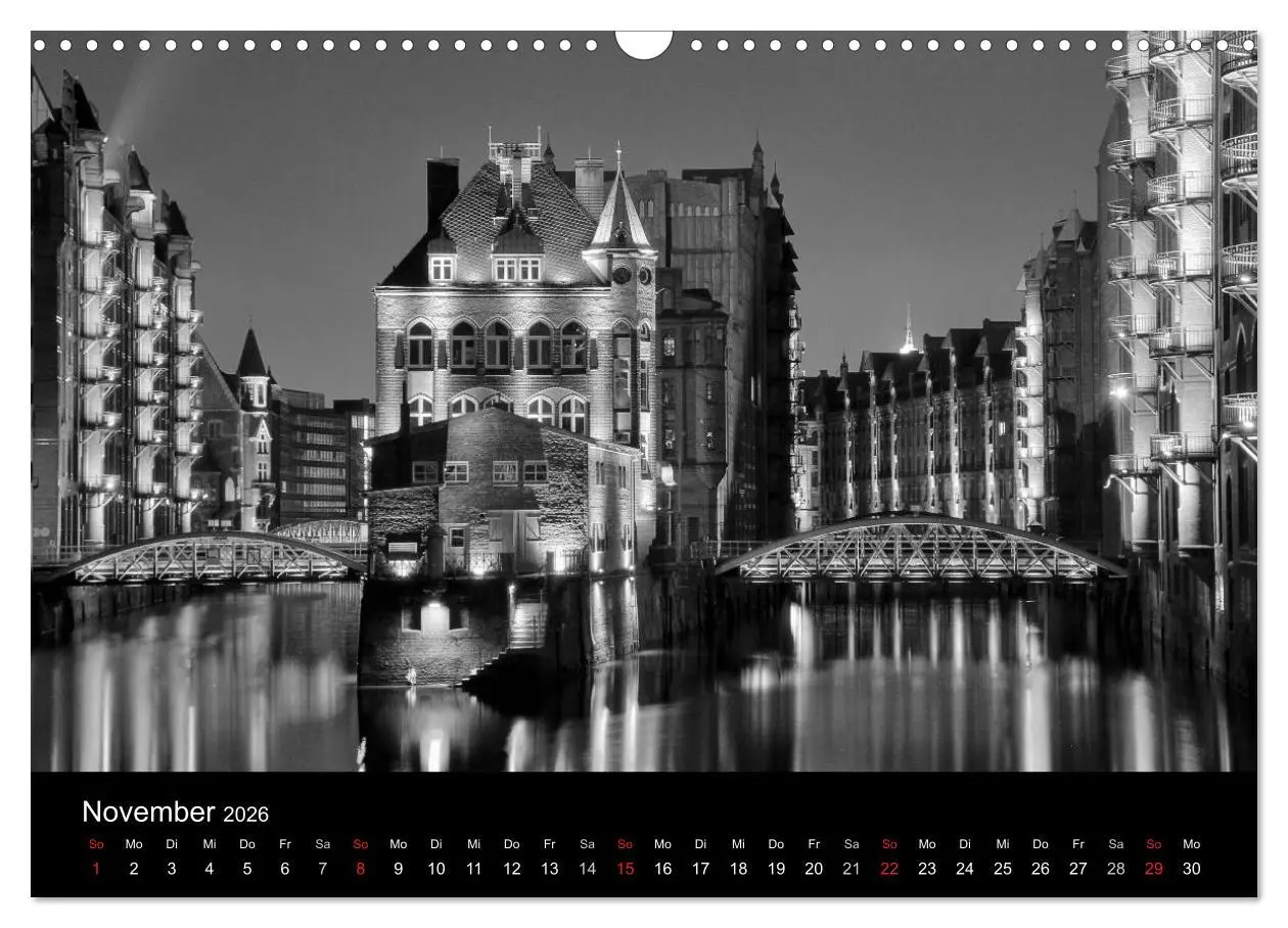 Bild: 9783516145854 | Hamburg monochrome Impressionen (Wandkalender 2026 DIN A3 quer),...