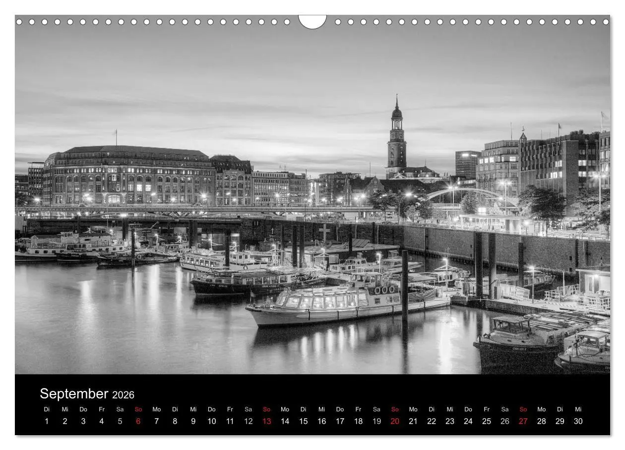 Bild: 9783516145854 | Hamburg monochrome Impressionen (Wandkalender 2026 DIN A3 quer),...