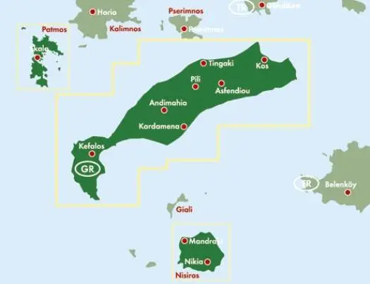 Rückseite: 9783850845854 | Kos 1 : 50 000 | Mit touristischen Informationen, Autofähren, Marinas