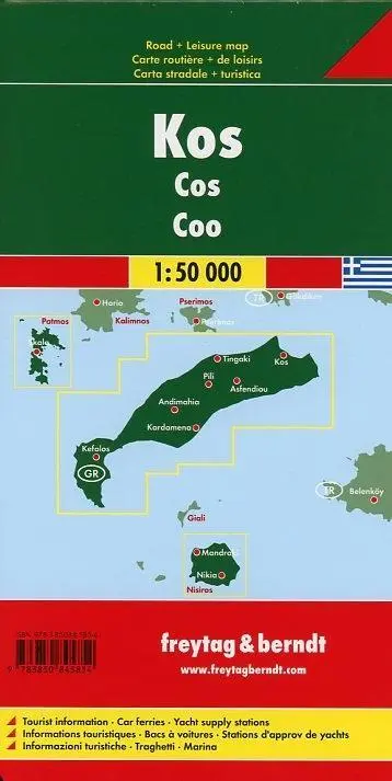 Bild: 9783850845854 | Kos 1 : 50 000 | Mit touristischen Informationen, Autofähren, Marinas