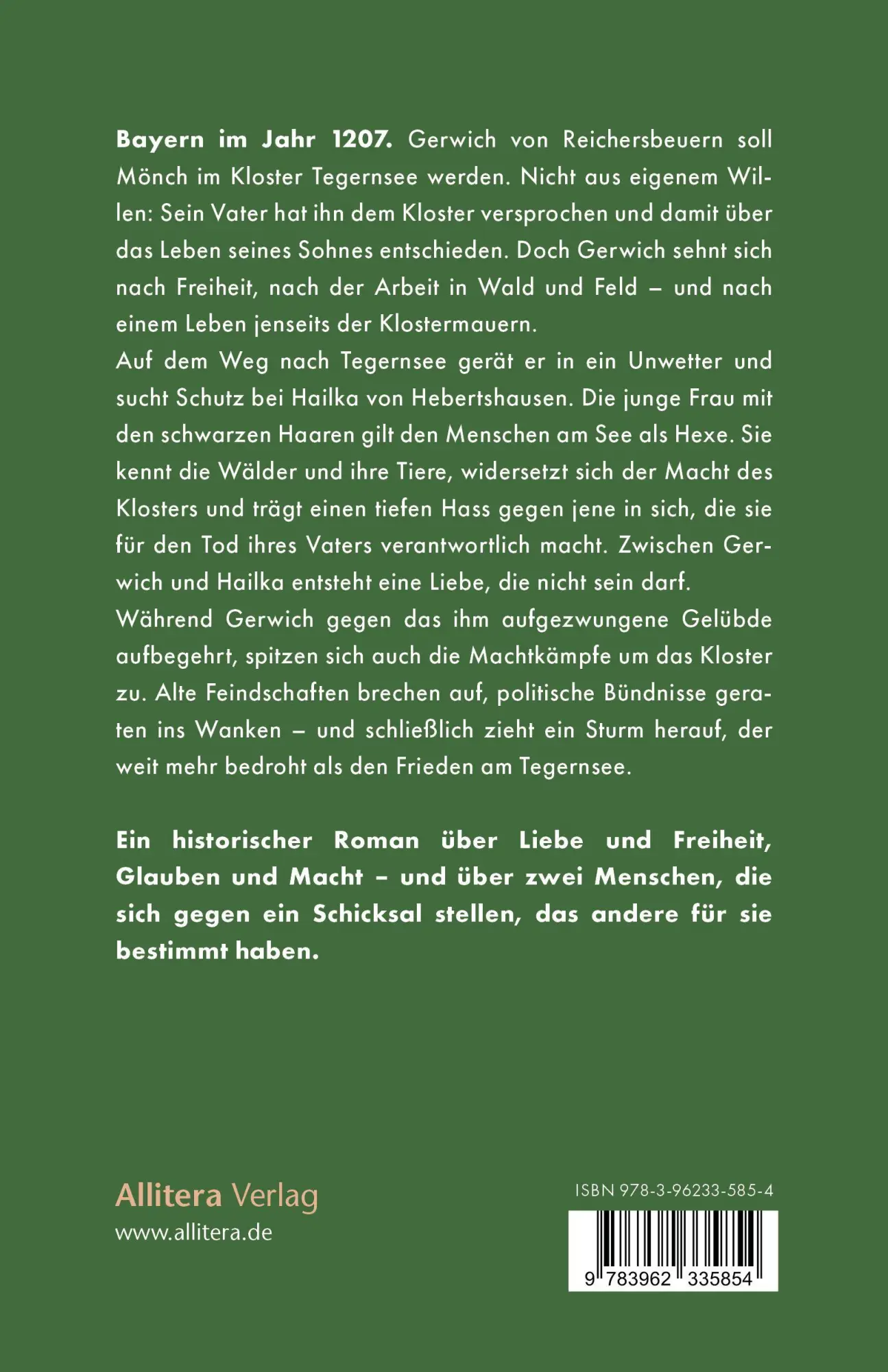Rückseite: 9783962335854 | Sturm am Tegernsee | Ein historischer Roman | Karl Weinberger | Buch