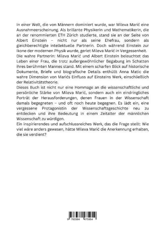 Rückseite: 9783384475954 | Die wahre Partnerin: Mileva Mari¿ und Albert Einstein | Anna Matic