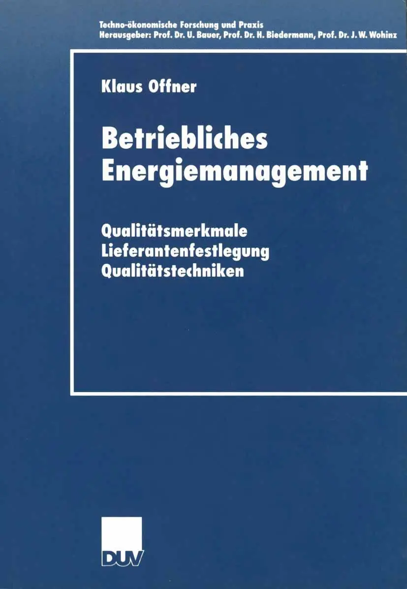 Cover: 9783824405954 | Betriebliches Energiemanagement | Klaus Offner | Taschenbuch | xiv