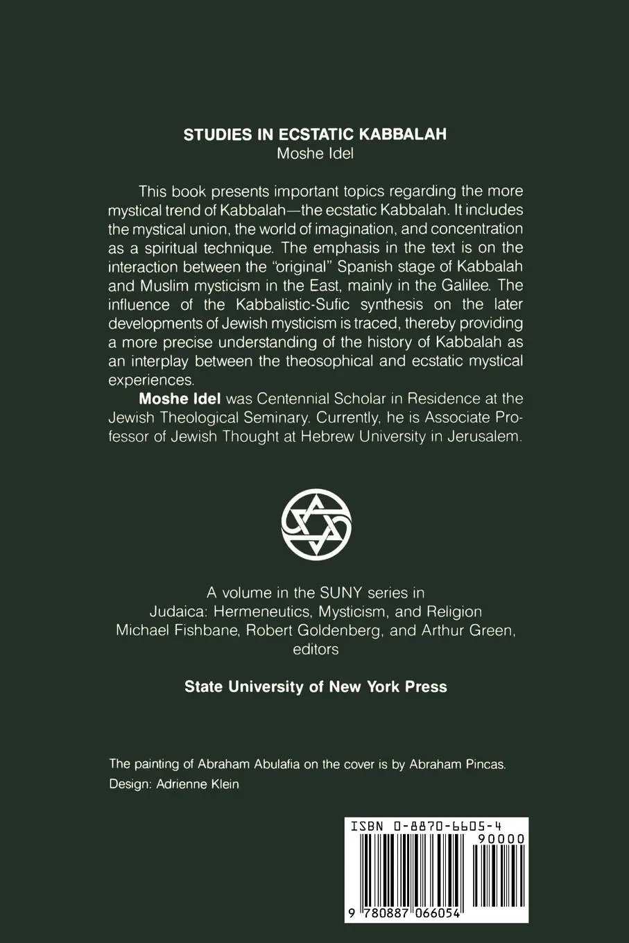 Rückseite: 9780887066054 | Studies in Ecstatic Kabbalah | Moshe Idel | Taschenbuch | Englisch