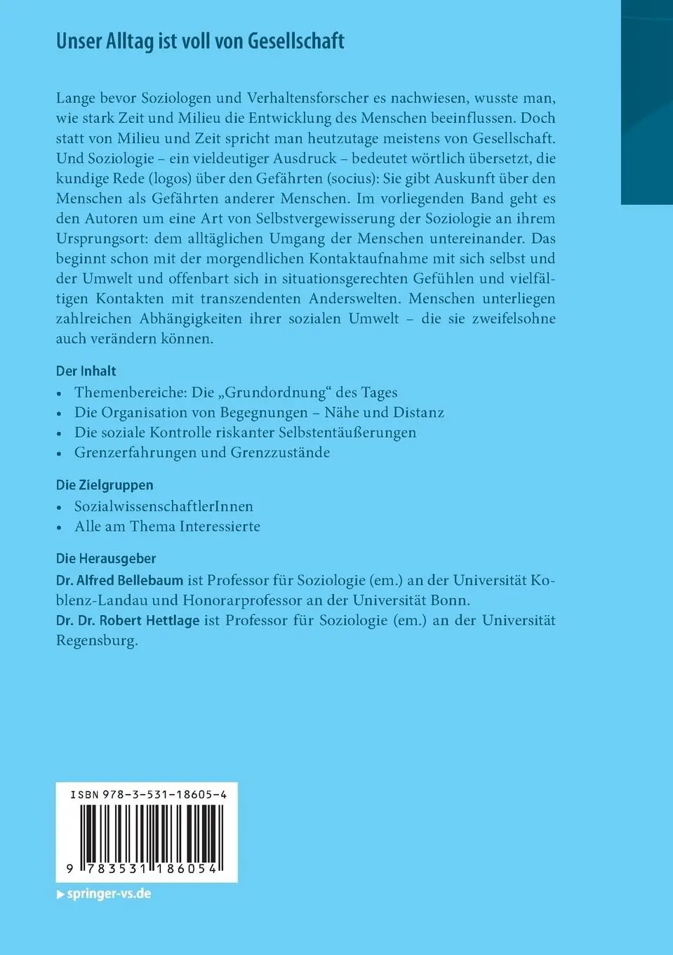 Rückseite: 9783531186054 | Unser Alltag ist voll von Gesellschaft | Robert Hettlage (u. a.) | vi