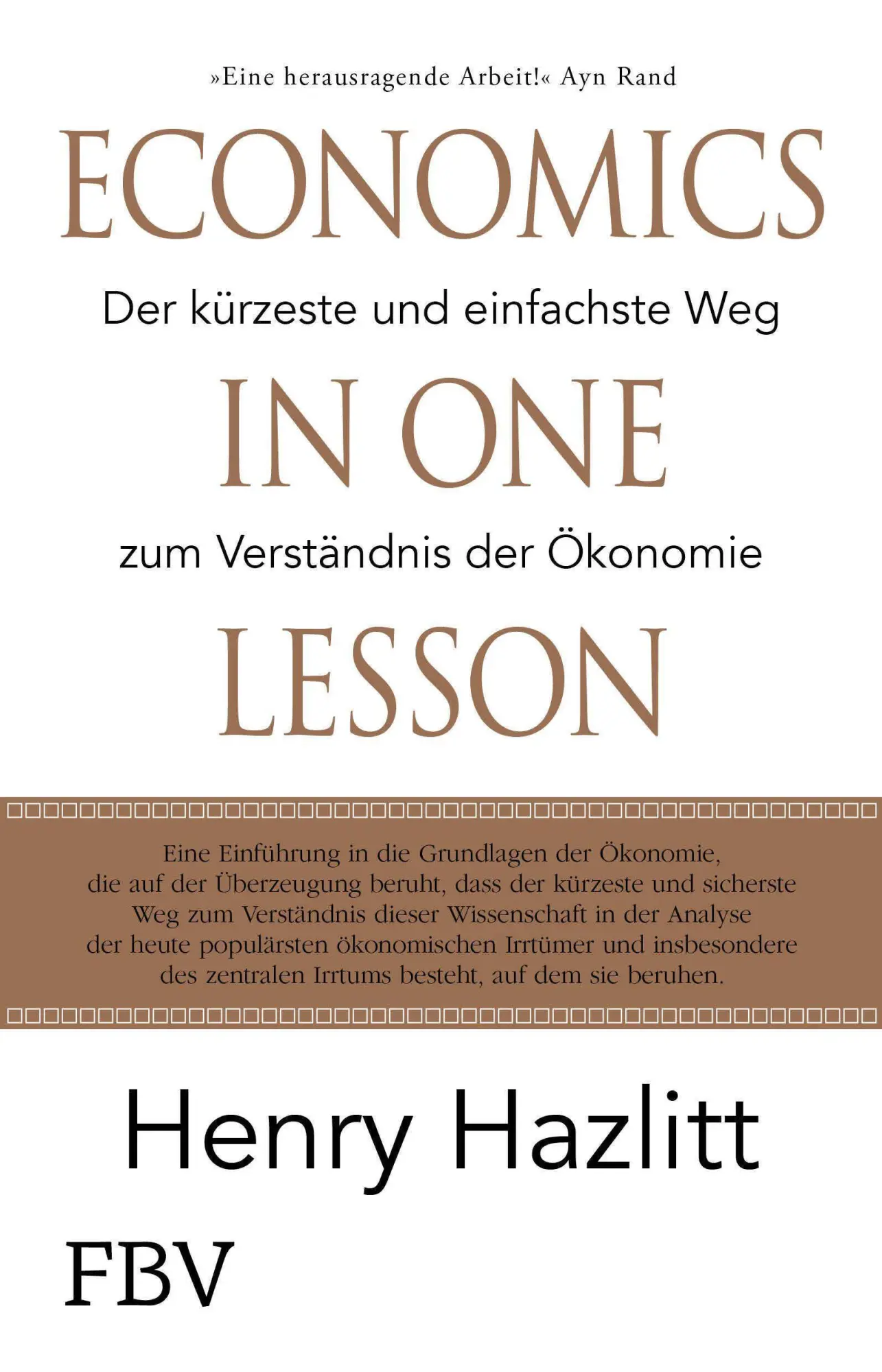 Cover: 9783959726054 | Economics in one Lesson | Henry Hazlitt | Buch | 272 S. | Deutsch