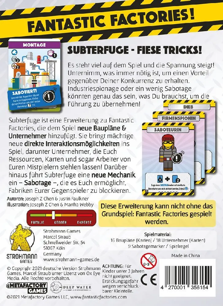 Bild: 4270001356154 | Fantastic Factories: Subterfuge (Erweiterung) | Joseph Z. Chen (u. a.)