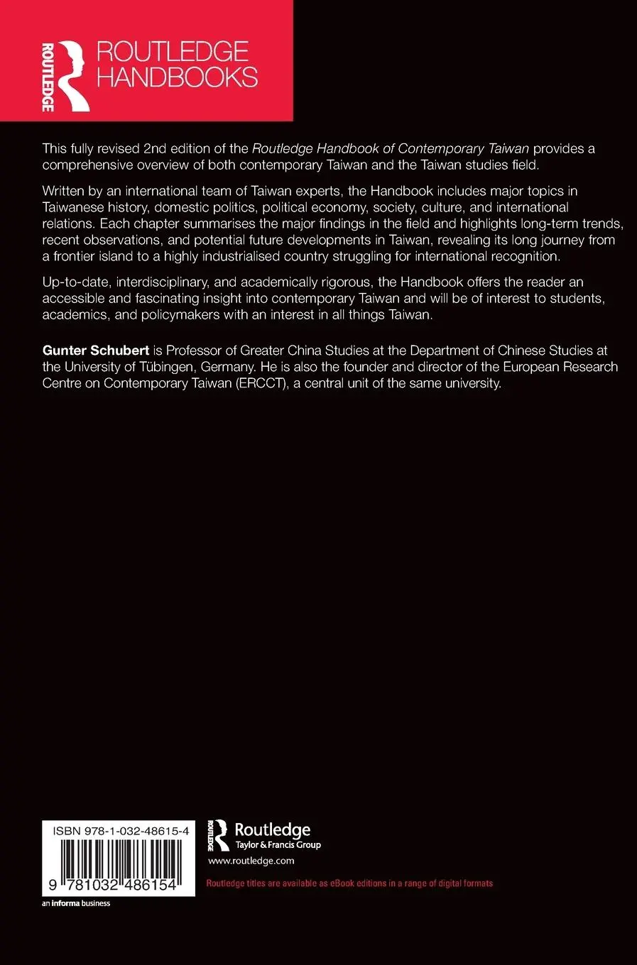 Rückseite: 9781032486154 | Routledge Handbook of Contemporary Taiwan | Gunter Schubert | Buch
