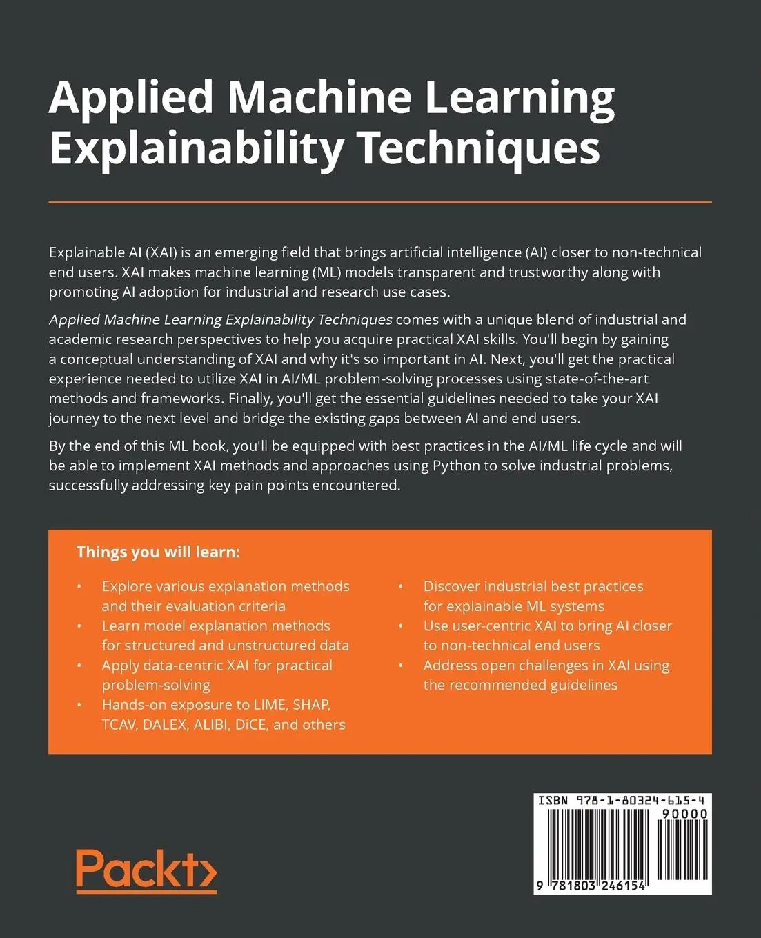 Rückseite: 9781803246154 | Applied Machine Learning Explainability Techniques | Bhattacharya
