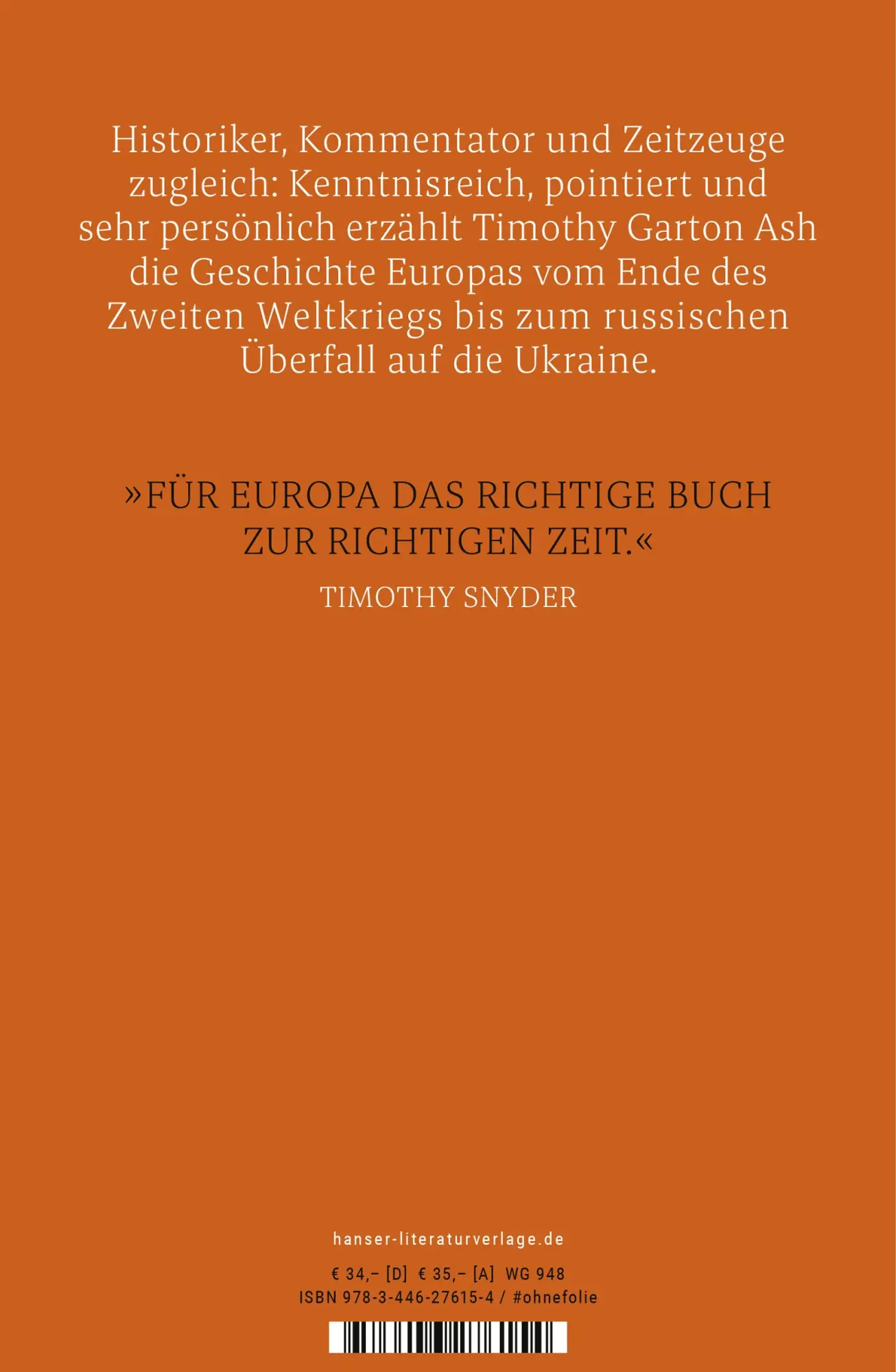 Bild: 9783446276154 | Europa | Eine persönliche Geschichte | Timothy Garton Ash | Buch