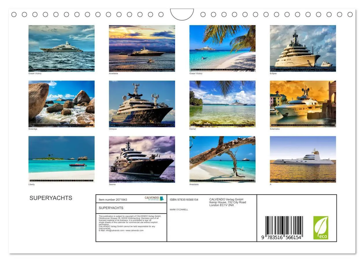 Bild: 9783516566154 | SUPERYACHTS (Wall Calendar 2026 DIN A4 landscape), CALVENDO 12...