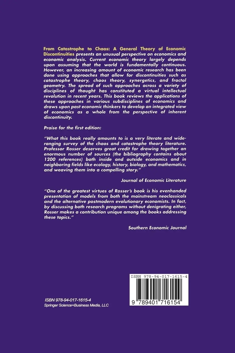 Rückseite: 9789401716154 | From Catastrophe to Chaos: A General Theory of Economic...