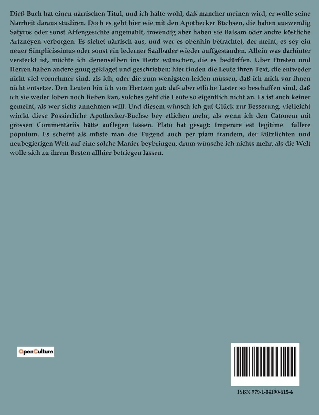 Rückseite: 9791041906154 | Die drey ärgsten Ertz- Narren in der gantzen Welt | Christian Weise