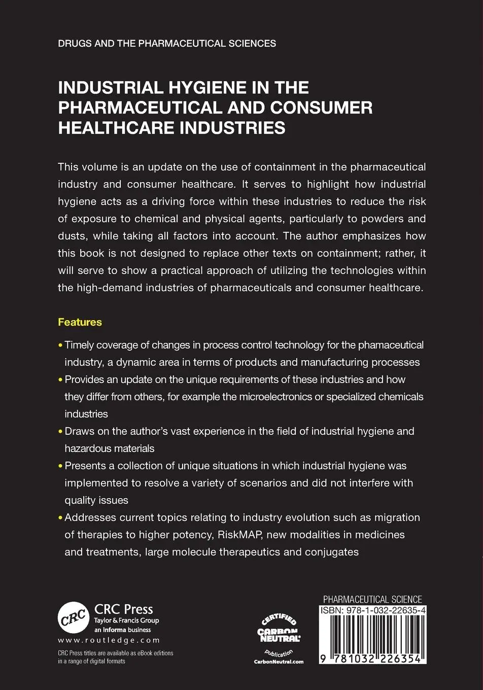 Rückseite: 9781032226354 | Industrial Hygiene in the Pharmaceutical and Consumer Healthcare...