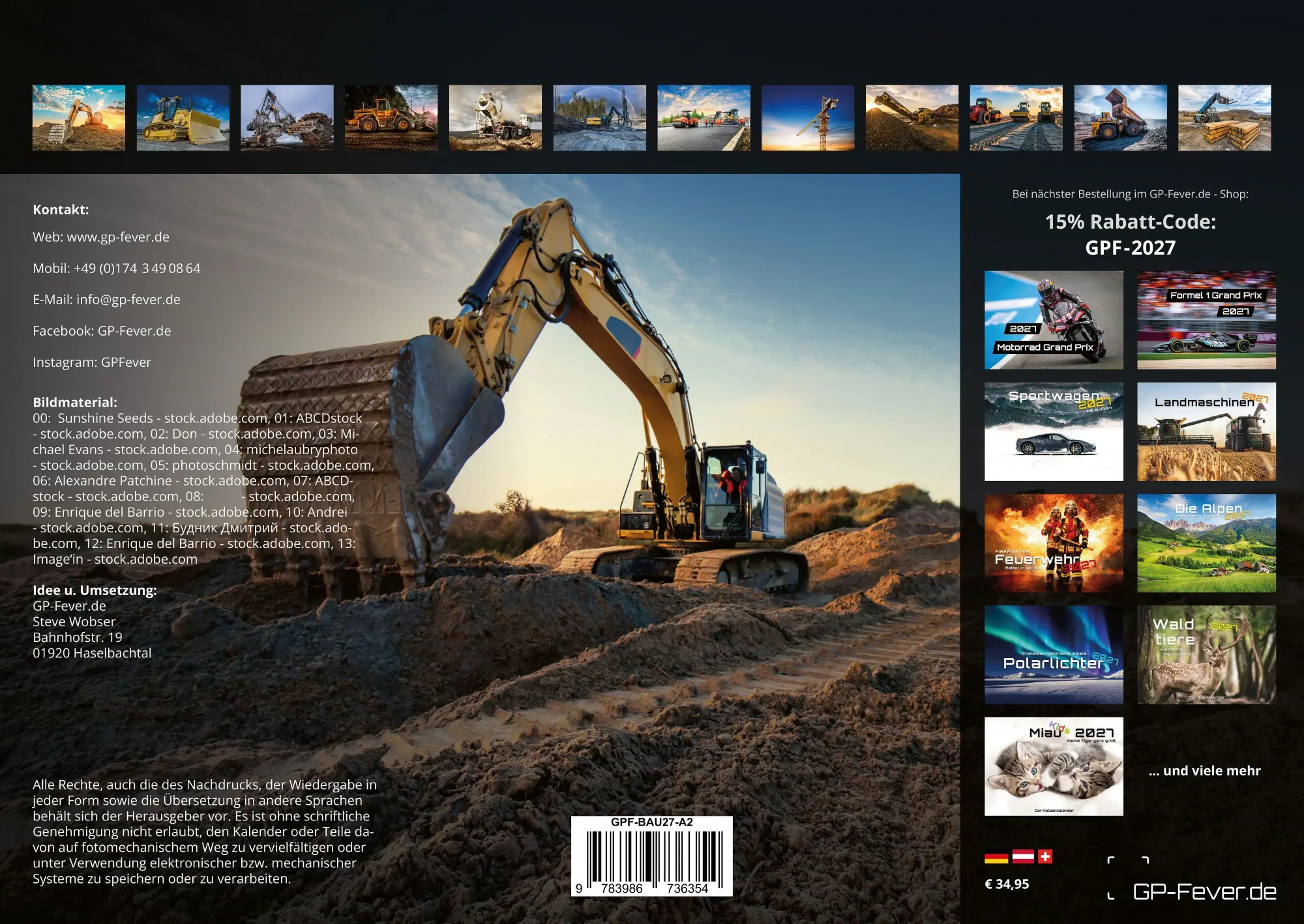 Bild: 9783986736354 | Baumaschinen - gigantische Bauhelfer - 2027 - Kalender DIN A2 | de