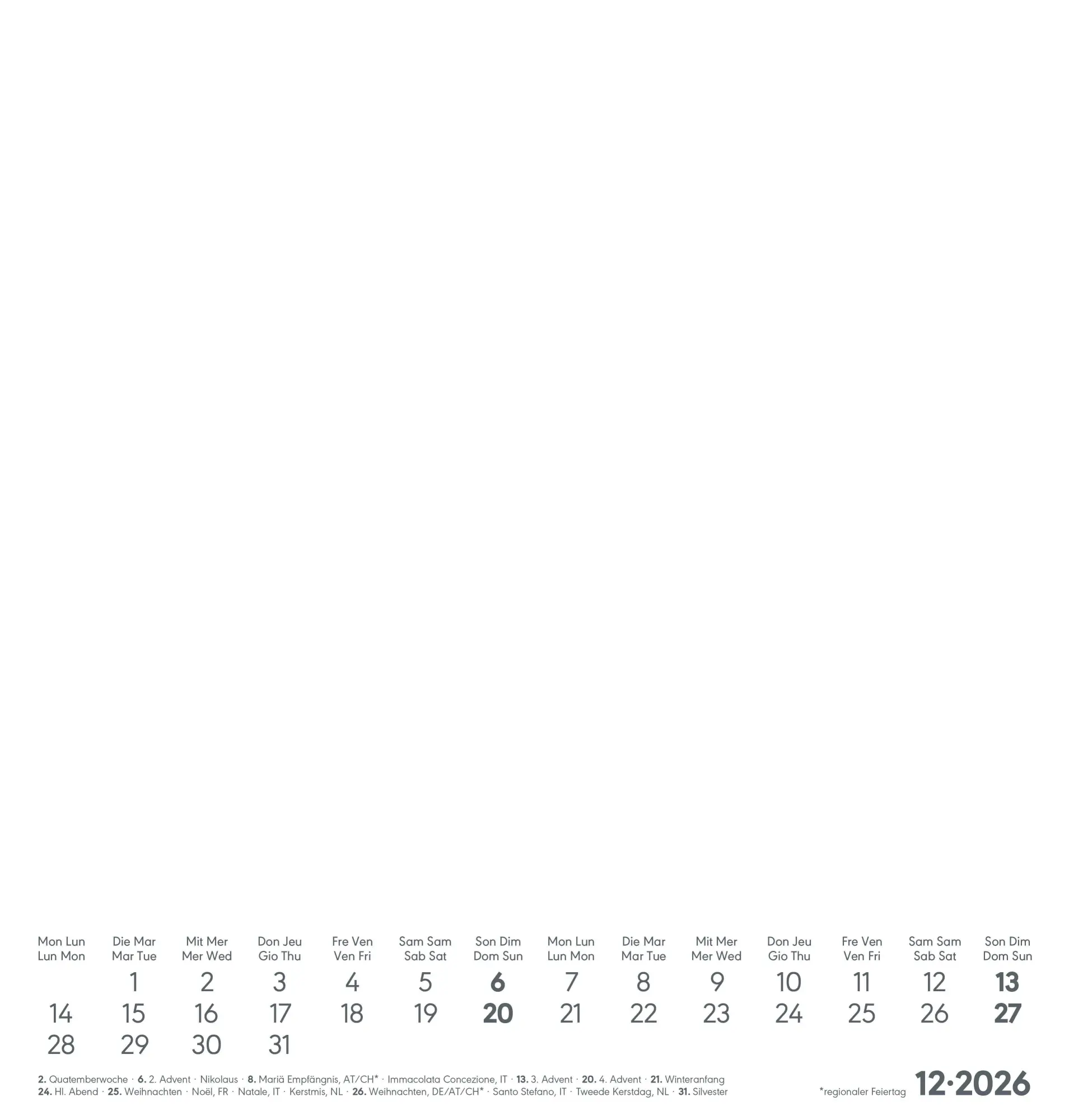 Bild: 4069095006454 | Kreativ-Kalender weiß 2026 - 21x22 cm - Foto, Malen, Basteln -...