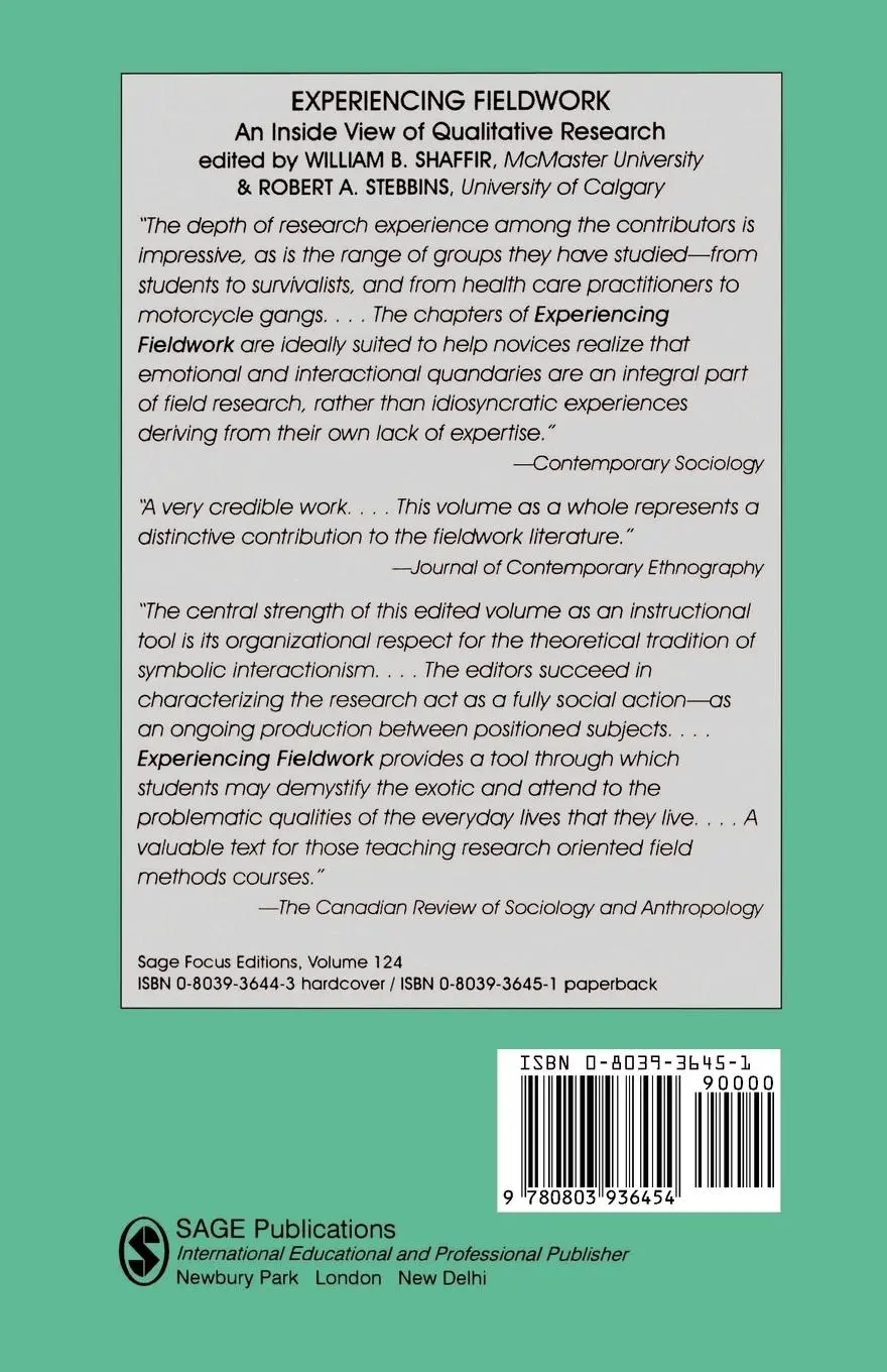 Rückseite: 9780803936454 | Experiencing Fieldwork | An Inside View of Qualitative Research | Buch