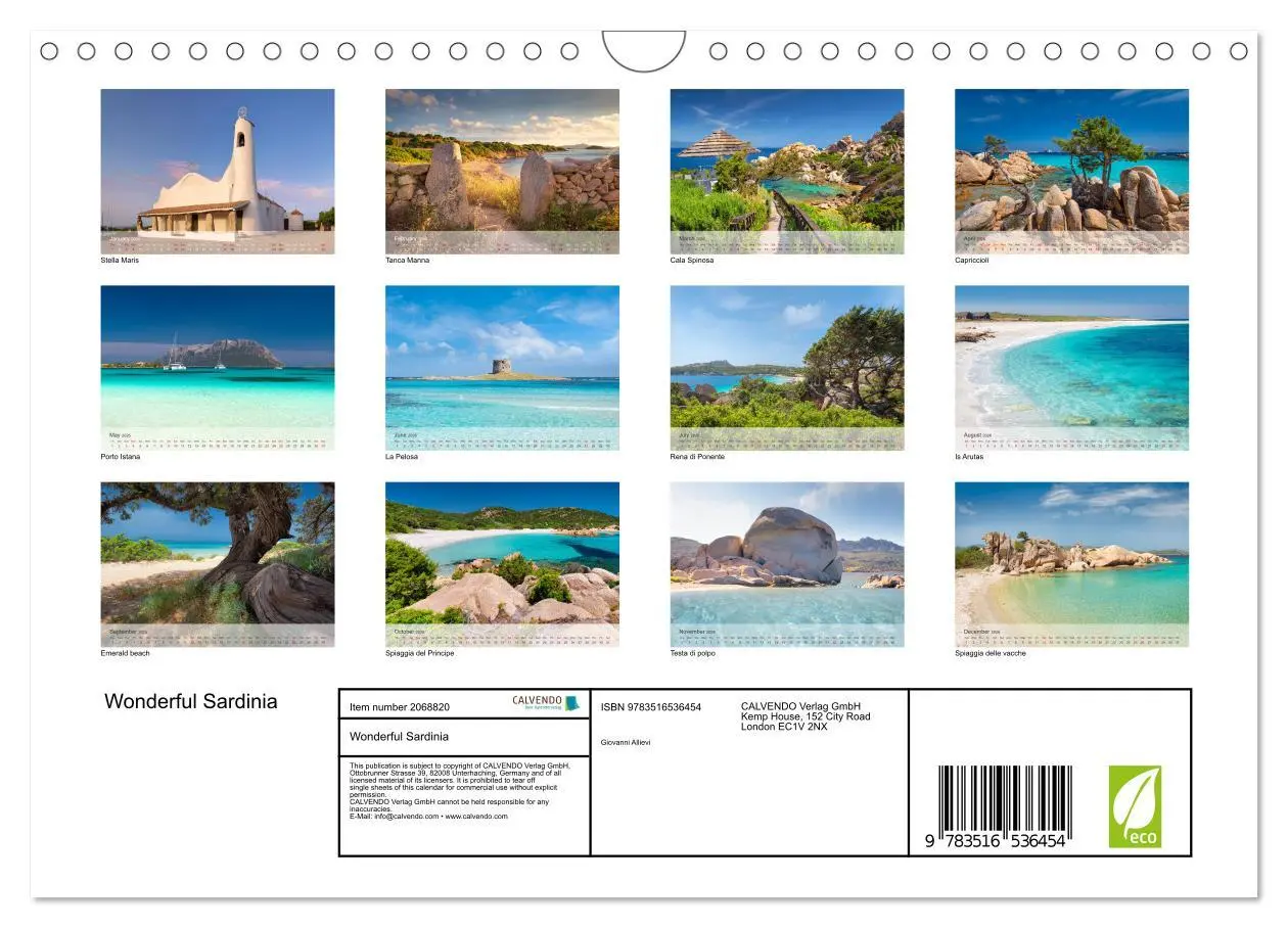 Bild: 9783516536454 | Wonderful Sardinia (Wall Calendar 2026 DIN A4 landscape), CALVENDO...