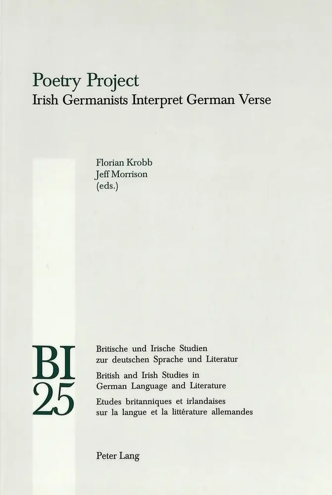 Cover: 9783906766454 | Poetry Project | Irish Germanists Interpret German Verse | Taschenbuch